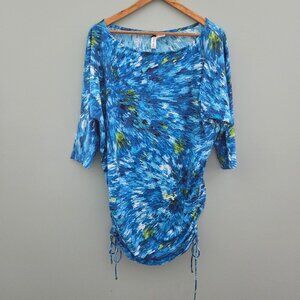 SIMPLE SOLE BY SIMPLE SWIM BLUE ABSTRACT BEACH COVERUP DRESS SIZE MEDIUM/LARGE